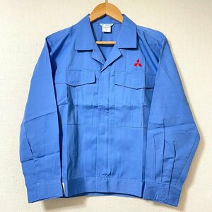 (^w^)b 人気 企業 80s 90s ヴィンテージ MLA UNIFORM モリ ユニフォーム ミドリ安全 三菱 刺 作業着 開襟 シャツ ジャケット 青 M 8962AE