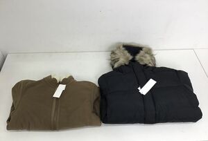 ●営KW415-120【新品まとめ】UNIQLOユニクロ ダウンジャケット 黒 XL ダウン90％ / ムートンフリースコート防風 茶色 XL ポリエステル100％