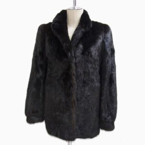 高級毛皮◇MINK FUR ブラックミンクコート 毛艶 毛並 皮質 良好 11号 レディース