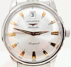 【OH済み】LONGINES L1.611.4 コンクエスト ヘリテージ 自動巻 腕時計 ステンレス SS ゴールド