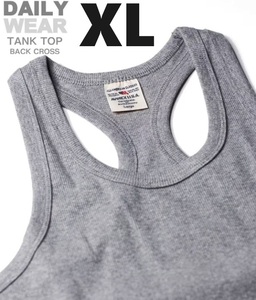 AVIREX リブ タンクトップ BACK CROSS グレー XLサイズ / 《DAILY》RIB TANK TOP バッククロス 灰色 デイリーウェア アビレックス