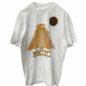 半袖プリントTシャツ S～Mサイズ程度 モックネック ホワイト 古着卸 アメリカ仕入 t2207-3130