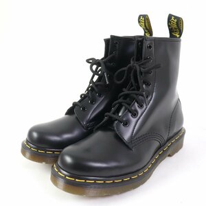 極美品☆Dr.Martens ドクターマーチン 1460W イエローステッチ 8ホール レザー ショートブーツ ブラック UK6 箱付き レディース