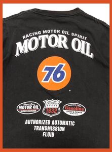 2363●76 Lubricants セブンティーシックスルブリカンツ●ビッグロゴ Fuel MOTOR OIL プリント コットン 半袖 Tシャツ ブラック M