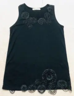 レディース タンクトップ レース 刺繍 ブラック