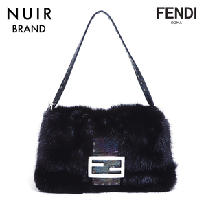 フェンディ FENDI ハンドバッグ ファー ブラック シルバー金具 ミニ ブラック