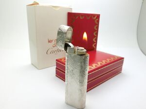 1000円スタート ライター Cartier カルティエ オーバル 楕円 シルバー ローラー 箱付き 着火確認済 ビンテージ 喫煙グッズ 11 H233