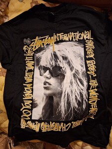 dead stock! old stussy LAURA tee tシャツ M 新品未使用 BLACK X GOLD 極上