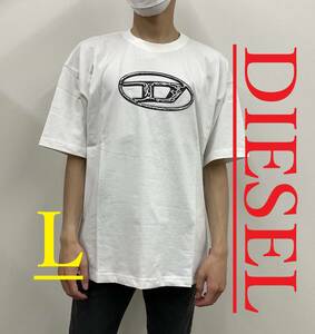 ディーゼル　Tシャツ　L　ロゴ　ホワイト　新品定価20.900円　33A24　A15269 0TJAY 141 T-BOXT-Q22　コットンジャージ　オーバルDロゴ