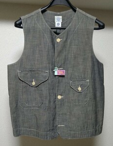 POST OVERALLS ポストオーバーオールズ ベスト Mサイズ グレー シャンブレー生地 コットン used 状態良好 着用頻度小 クリーニング済