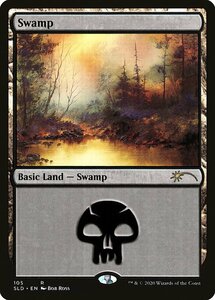 MTG ■土地/英語版■ 《沼/Swamp》★FOIL★ Bob Ross Secret Lair SLD