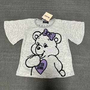 新品JENNI　ベア柄シースルー透かしデザインバタフライ半袖Tシャツ110グレー