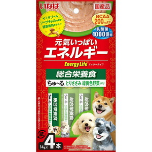 （まとめ買い）いなばペットフード Energy Lifeちゅ～る とりささみ 緑黄色野菜入り 14g×4本 犬用おやつ 〔×16〕