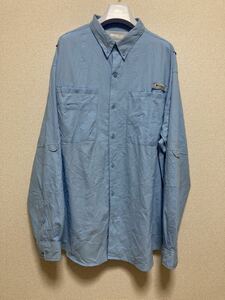 Columbia PFG コロンビア OMNI-SHADA フィッシングシャツ 長袖シャツ マルチポケット ボタンダウンシャツ 水色