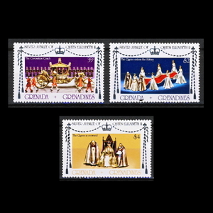 ■グレナダ切手　1977年　エリザベス女王戴冠25周年 / シルバージュビリー　3種完