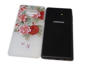 送料無料 Galaxy Note9 SC-01L SCV40 ギャラクシー docomo AU ジャケット 花柄 フラワー 光沢 ＴＰＵ ソフトタイプ ケース カバー レッド