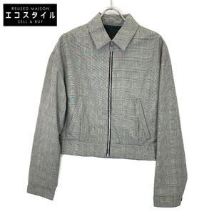 PRADA プラダ 19年 グレンチェック ジップアップ ブルゾン SGB376 グレー S ジャケット ウール レディース 中古