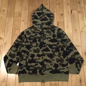 中綿キルティング 1st camo green フルジップ パーカー Mサイズ BAPE camo full zip hoodie a bathing ape エイプ ベイプ 迷彩 i088