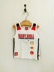 KU0651 ○送料無料 古着 BABYDOLL ベビードール ノースリーブ シャツ 綿100% サイズ90cm 白 ユニフォーム風 クルーネック