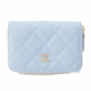 【シャネル】Chanel　ココマーク マトラッセ キャビアスキン コインケース AP0216 Y33352 ブルー 【中古】184500