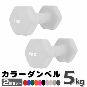 未使用 ダンベル 5kg 2個セットカラーダンベル 鉄アレイ ダンベル コンパクト おしゃれ かわいい カラフルダンベル エクササイズ 筋トレ