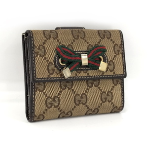 【中古】GUCCI GGキャンバス Wホック 二つ折り財布 167466.2778 ベージュ ブラウン