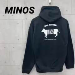 MINOS フード付きパーカー バックプリント Ｍサイズ ブラック