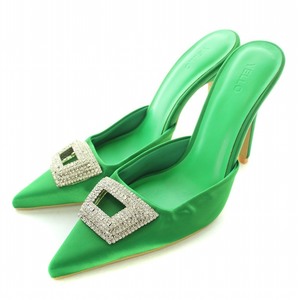 イエロ YELLO GRACE MULES グレースミュール ポインテッドトゥ ハイヒール 装飾 M 23.5cm 緑 グリーン YE-22A2-ML06 /BB レディース