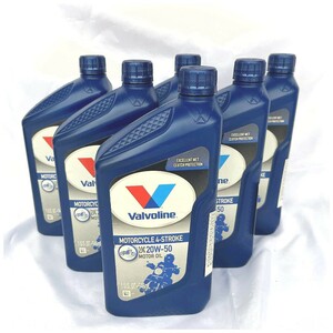 在庫有ります　宅配便発送　Valvoline バルボリン　4ストローク モーターサイクルオイル 20W-50 SL　1QT（946ml） お買得6本セット