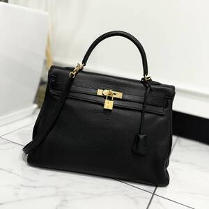 33428 HERMES エルメス ケリー35 トゴ ブラック 新型金具