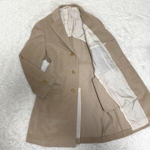 1円/極美品 リングジャケット RING JACKET ロングコート チェスターコート ポロコート キャメルヘアー ウール シングル ベルト ベージュ 48