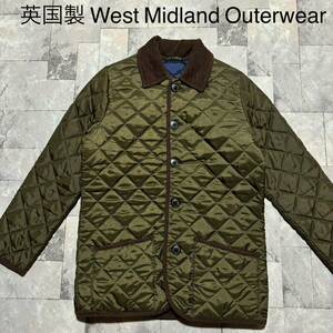 英国製 West Midland Outerwear ウエストミッドランズアウターウェア キルティングジャケットイギリス製 カーキ サイズ42(L相当)玉FS1338