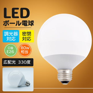 LED電球 E26 40W相当 ボール球 電球色 昼白色　広配光 密閉形器具対応 電球のみ おしゃれ