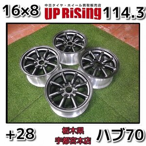 ワタナベ 8スポーク♪16×8J/PCD114.3/5H/+28/ハブ70♪旧車,ドリ車に!店頭受け取り歓迎♪ホイールのみ4本販売♪R610W90