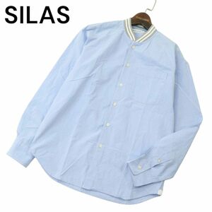 SILAS サイラス 通年 リブ襟★ ブルゾン風 長袖 ラグラン シャツ Sz.S　メンズ 水色 青系 日本製　A4T03060_3#C