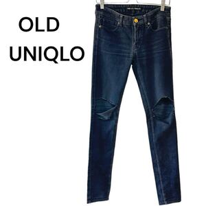 オールド　ユニクロ　スキニーフィット　ダメージジーンズ　ブラック　UNIQLO 