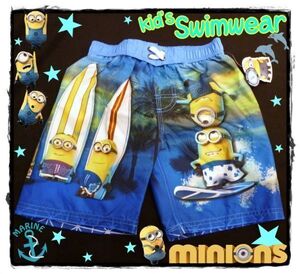 ミニオンズ　子供用　水着　男の子　インナー付　トランクス　ミニオン　ユニバ　minions　海　プール　水泳　XS　120ｃｍ　 ブルー　