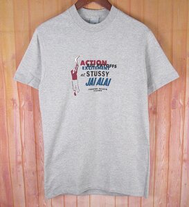 LST10526 STUSSY ステューシー Tシャツ 銀タグ USA製 グレー系 SMALL 美品（クリックポスト可）