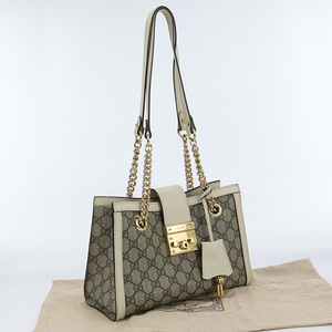 中古良品グッチGUCCI パドロック スモール ショルダーバッグ GGスプリーム 498156 KHNKG 9761 ベージュ系 ランク：A us-2 レディース