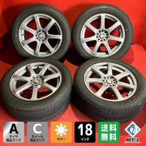 【送料無料】中古 WORK XT7 235/55R18 18x7.5+48 114,3-5H ハリアー等 タイヤ＆ホイール４本SET【55584636】