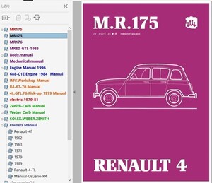 ルノー4 キャトル ワークショップマニュアル 整備書 配線図 オーナーズマニュアル その他資料 ルノー 4 RENAULT Quatrelle Quatre 修理書