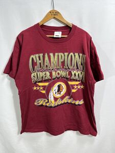 ■ 90s ビンテージ TULTEX タルテックス NFL レッドスキンズ イラスト Tシャツ インディアンヘッド REDSKINS SUPER BOWL XXVI CHAMPIONS ■