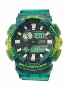 CASIO◆クォーツ腕時計・G-SHOCK/デジアナ/ラバー/BLK/GRN/SS