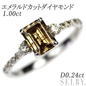 Pt900 エメラルドカット ダイヤモンド リング 1.00ct D0.24ct 出品4週目 SELBY