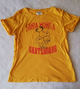 スヌーピー スケボー 半袖Tシャツ マスタード カラシ色 vintage peanuts snoopy M PLAZA プラザ ソニプラ