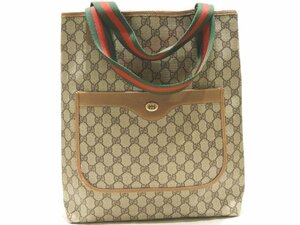 ヴィンテージ GUCCI グッチ シェリーライン トートバッグ 縦長 ☆ 89.02.003 アクセサリーコレクション GG柄 PVC レザー ▼ オフト0/6F