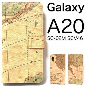 Galaxy A20 SC-02M docomo Galaxy A20 SCV46 au UQmobileギャラクシー スマホケース 地図柄 手帳型ケース