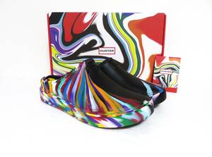 新品 HUNTER UNISEX PRIDE RAINBOW CLOG UK7 US9 ブラック レインボー UK7 US9 ハンター プライド クロッグ サンダル