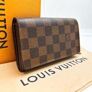 A438【超美品】LOUIS VUITTON ルイヴィトン ダミエ ポルトモネビエトレゾール L字ファスナー 二つ折り財布ウォレット N61730/CA1190