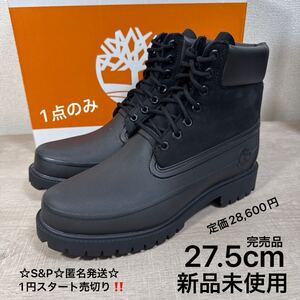 1円スタート売切り 新品未使用 27.5cm US9.5 Timberland HERITAGE 6IN BOOT ティンバーランド 6インチ ブラック プレミアム 防水 ブーツ